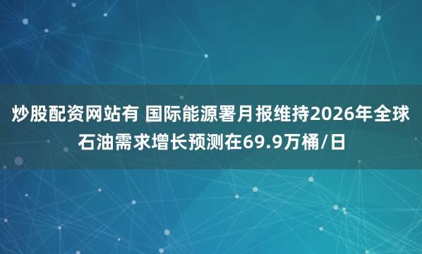 炒股配资网站有 国际能源署月报维持2026年全球石油需求增长预测在69.9万桶/日