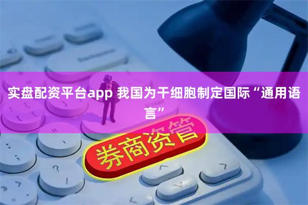 实盘配资平台app 我国为干细胞制定国际“通用语言”